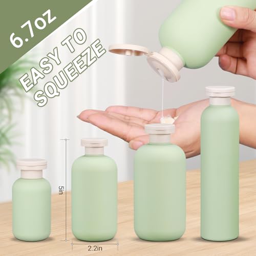 ASEVAT 6.7 oz Plastic Leak Proof Travel Bottles for Toiletries, Plastic Travel Size Containers, Shampoo and Conditioner Bottles Refillable Squeeze Bottle for Lotion, Body Wash (3Pcs)2