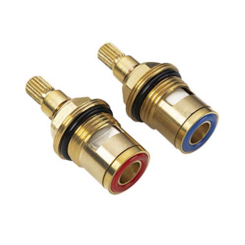 Philoch Tap Valves Replacement 1/2" Brass Tap Cartridge Valves Ceramic Disc Gland Quarter Turn 20 Teeth Fitting Connections for Bathroom Kitchen Tap(2 Pcs)