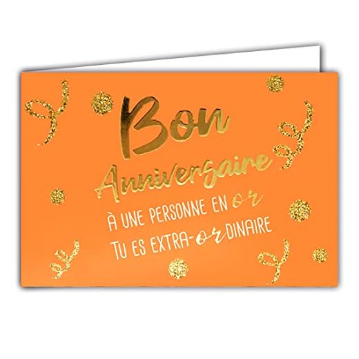 Afie 69-5114 - Tarjeta de felicitación de cumpleaños para una persona en oro, diseño de confeti, color dorado brillante