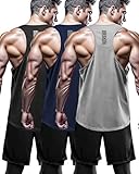 DRSKIN Men's 3 Pack Dry Fit Y-Back Muscle Tank Tops Mesh Sleeveless Gym Bodybuilding Training Athletic Workout Cool Shirts (BTF-ME-TA-(B,N,G), XL)