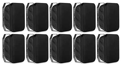 McGrey OLS-5251BK Casse Acustiche Outdoor Set da 10 - Sistema a Due Vie - IP56 - Per Ristorante, Birreria, Terrazza & Giardino - Woofer 5,25' e Tweeter 1' - 50 Watt - Funzionamento 70/100V - Nero