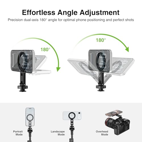 Image of elitehood Magsafe Tripod Mount Adapter with 1 /4 inch Screw & Hot Shoe, Lightweight Compact Cell Phone Tripod Mount for Camera, iPhone Camera Holder with Dual Hinges for iPhone 17 16 15 14 13 Series
