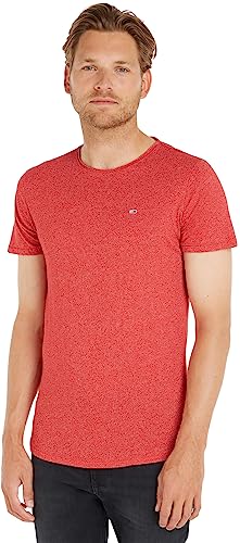 Tommy Jeans Tjm Xslim Jaspe C Neck Ext Dm0dm09586 Camiseta, Rojo (Deep Crimson), L Hombre