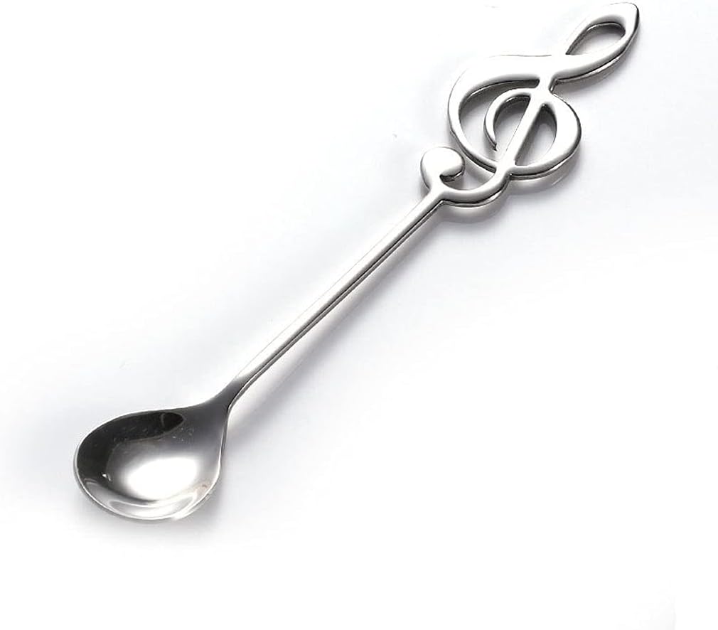 Tea Spoons Stainless Steel Spoon Music Note Coffee Creative Stirring Spoon Stainless Steel Spoon Cute Fresh Small Soup Spoon Coffee Spoon Ice Tea Spoons (Color : D, Size : 5 Pieces) (A 5 Pieces)