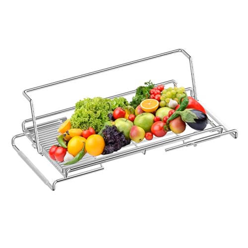 Escurridor de acero inoxidable expandible, pequeño y grande, organizador de platos, escurridor resistente al olor, diseño de ahorro de espacio, para platos, cuencos y utensilios