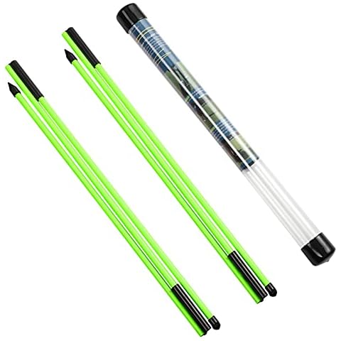 Rhino Valley Golf Alignment Sticks - 2 Pack Collapsible Golf Practice Rods for Aiming, Putting, Full Swing Trainer, Posture Corrector with Clear Tube Case, Portable Golf Training Equipment, Green Cover