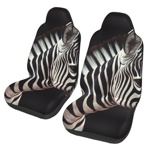 Housse de siège avant auto motif zèbre respirante pour voiture et SUV (Lot de 2)