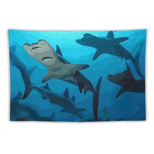 Tapisserie requins marteaux GHEPSDW pour remplacer un tableau lourd et décorer la chambre