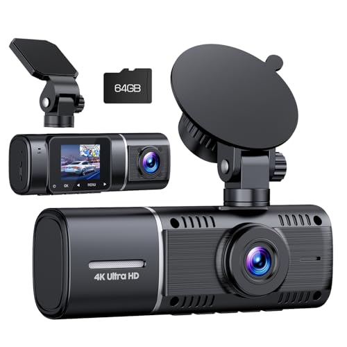 Volam Dashcam Auto Vorne Innen, 4K +1080p Dual Dash Cam mit Akku Parküberwachung, 1,5-Zoll-IPS-Bildschirm Mini-Autokamera mit IR-Nachtsicht, G-Sensor, Weitwinkel und 64 GB Speicherkarte Volam Dashcam Auto Vorne Innen, 4K +1080p Dual Dash Cam mit Akku Parküberwachung, 1,5-Zoll-IPS-Bildschirm Mini-Autokamera mit IR-Nachtsicht, G-Sensor, Weitwinkel und 64 GB Speicherkarte