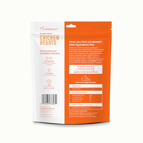 smallbatch Pets Premium Freeze-Dried Chicken Heart Treats for Dogs and Cats, 3.5 oz, Made and Sourced in The USA, Single Ingredient, Humanely Raised Meat, No Preservatives or Anything Artificial Ever - Image 5