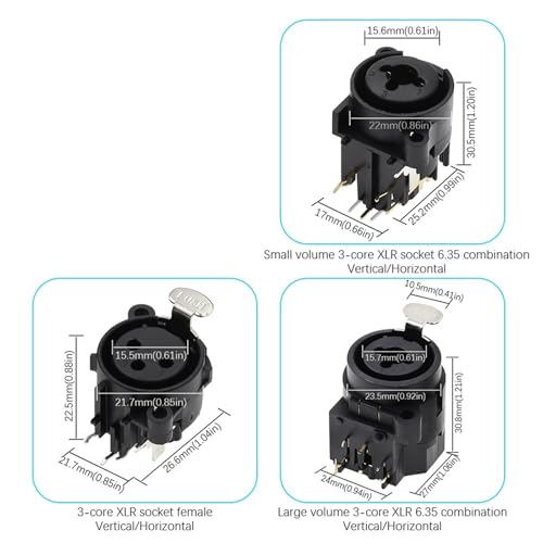 Conector Hembra XLR de 3 Pines chasis marron para panel de mezclador de audio 4