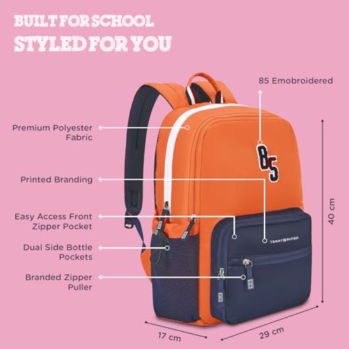 Image of Tommy Hilfiger High School Backpack Blade | Rugged Water-Resistant Daily Tech Bag for Students with 2 Compartments | Internal Zip Organizer & Signature RWB Details | 36L High-Capacity