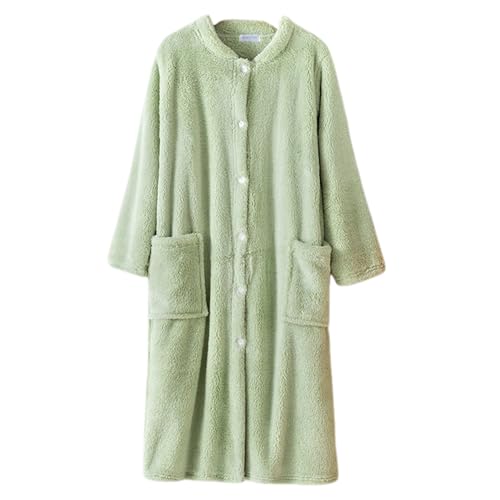 Robe longue en molleton de corail vert pour femme | Pyjama d'hiver chaud