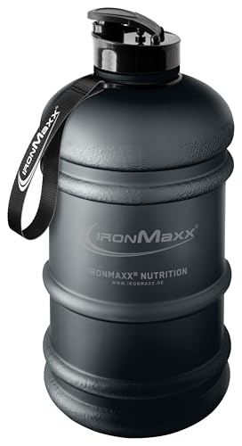 IronMaxx Water Gallon - Matt Deep Black 2200ml | BPA & DEHP frei | auslaufsichere Trinkflasche mit Messskala | in verschiedenen Farben erhältlich
