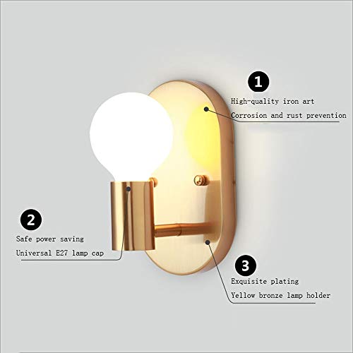 Aplique interior nórdico retro E27 lámpara de pared dorada moderna 6