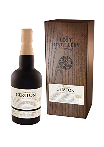 Gerston Vintage Selection from The Lost Distillery Company. 700ml, 46% Abv, wooden box, Smoky and salty Highland style