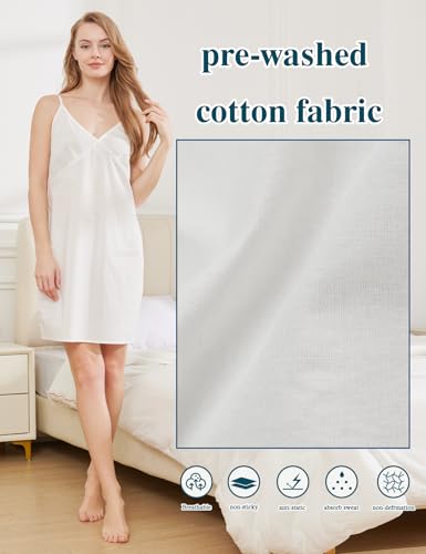 Image of BEAUTELICATE Women Washed 100% Cotton Full Slip Dress