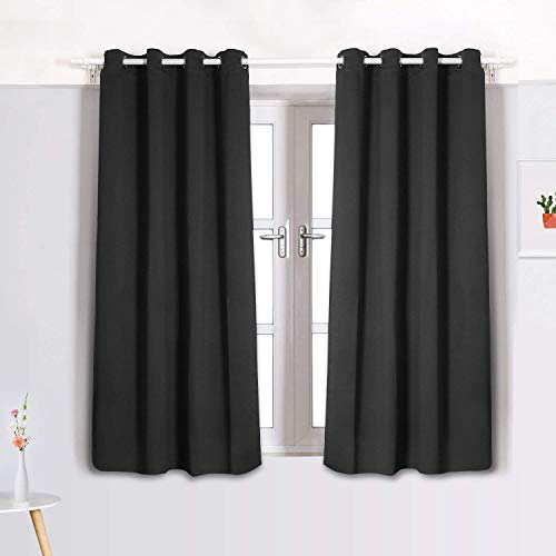 HOMFY Rideaux Occultants, 2 Pièces, Avec Oeillets ( 2x140x175cm, Noir )