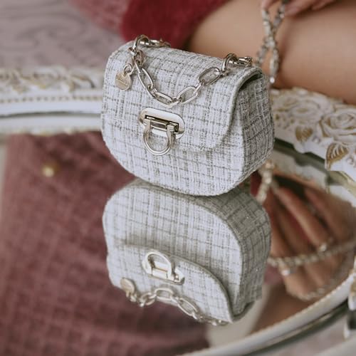 Image of Miraggio Fate Micro Crossbody Bag For Women | Tweed Texture Mini Sling Bags With Detachable Chain | Gift Items For Women