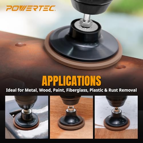 Image of POWERTEC 3-Inch Sanding Discs for Die Grinder & Power Drill - 25pcs Quick Change Type R Discs, 60 Grit Aluminum Oxide Non-Woven Nylon Surface Conditioning Pads for Metal, Wood & Paint Removal (11401)