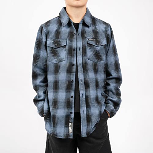 FASTHOUSE Youth Saturday Night Special Flannel, Dust Blue/Black2