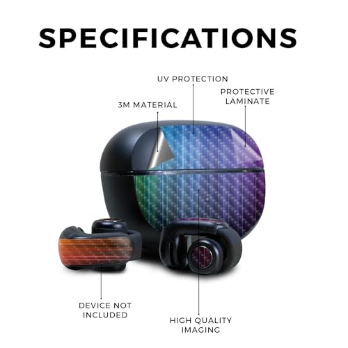 Image of Carbon Fiber Skin Compatible with Bose Ultra Open Earbuds - Rainbow Streaks - Premium 3M Vinyl Protective Wrap Decal Cover - Easy to Apply | Crafted in The USA by MightySkins