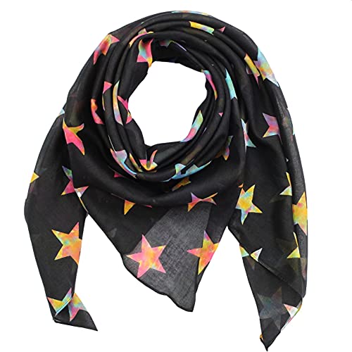 Superfreak Baumwolltuch – Sterne 8 cm schwarz – Tie dye bunt – quadratisches Tuch