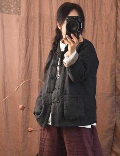 NFYM Women's Fall Thin Quilted Tang Suit Jacket Coat Handmade Clothes Chinese Outerwear with Pockets4