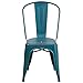 Flash Furniture Blake Commercial Grade 4 Pack Distressed Kelly Blue-Teal Metal Indoor-Outdoor Stackable Chair