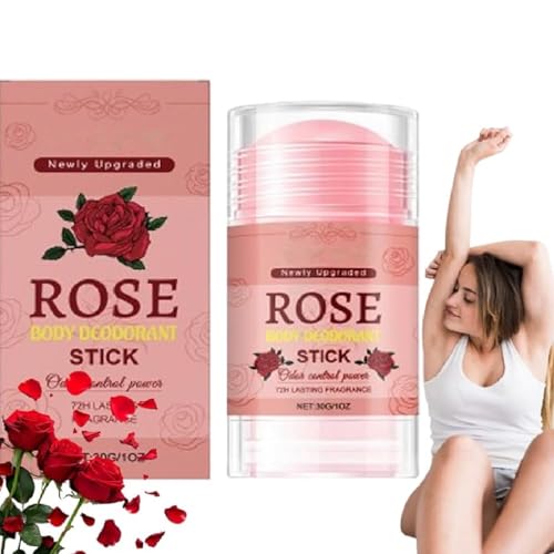 Desodorante natural en barra con rosa, 72H Control de olores para la piel, para axilas/pies, Roll-On compacto para bolsa de gimnasio y viaje (1PCS)