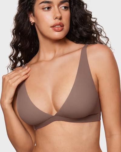 Image of INLYRIC Women's Inbarely Soft Plunge Bralette - Deep V Unlined Triangle No Padding No Underwire Sexy Comfort Sleep Bra