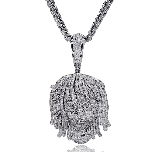 ICEDIAMOND Iced Out Dreadlocks Reggae Rapper Big CZ Diamond Pendant with Cuban Chain, Fully Inlaid Shine 5A Zirconia, 18K Gold Plated Hip Hop Charm Jewelry for Men