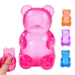 Gummy Bear Squishy, Stress Bear Taba Squishy, Taba Squishy Toys for Kids, Stress Balls Valentines Day Gifts Birthday Gifts Party Favors-Rosy