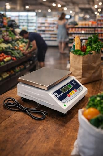 Image of KiloMaxx 30kg Electronic Weighing Scale | 1g High Accuracy | Dual Display (Front & Back) | Stainless Steel Platform | Rechargeable for Kirana, Grocery & Commercial Use