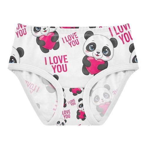 Cute Pandas Eyes Hearts Cotton Toddler Underwear, Underwear for Girls, 2T–8 Years