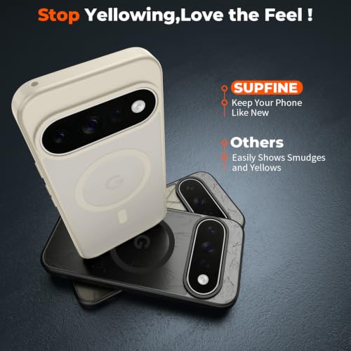 Image of SUPFINE Magnetic for Google Pixel 11 Pro XL Case - Stone | With Screen Protector,Translucent Matte,Built-in Magnets,Military Grade Drop Protection,Shockproof Phone Cover