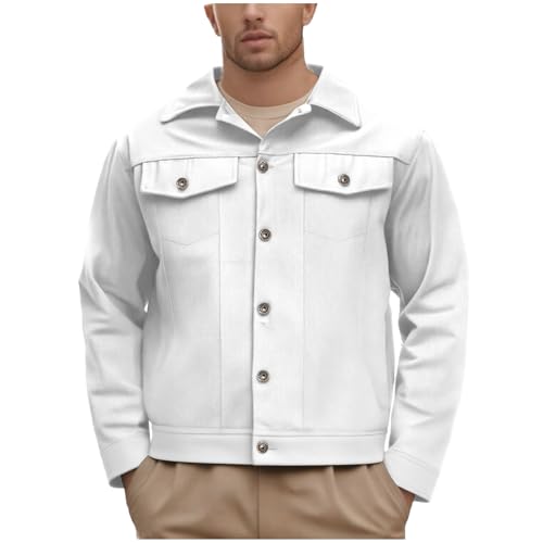Mens Cozy Jacket Lightweight Casual Lapel Collar Button Button Coats with Pockets Outdoor Hiking Outerwear