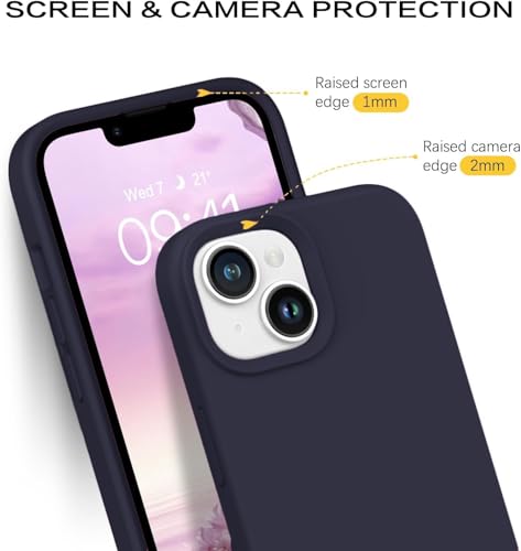 Image of DIZORO Microfiber Candy Case Compatible for iPhone 13 / iPhone 14 6.1 Inch Shockproof Slim Back Cover Liquid Silicone Case (Deep Purple)