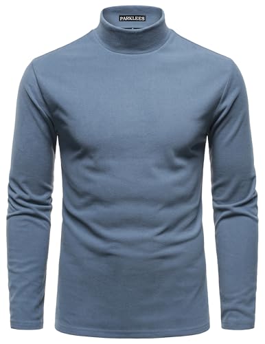 Men's Mock Turtleneck Micro Fleece Sweater Stretch Slim Fit Long Sleeve Thermal Base Layer for Cold Weather