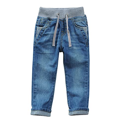 Boys Pull-On Jeans, Kids Elastic Waist Casual Straight Denim Pants