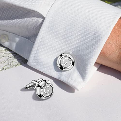AMITER 26 Letters Cufflinks for Men, Initial Cuff Links Tuxedo Shirt Studs for Business, Wedding, Anniversary