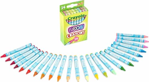 Crayola Neon Crayons, Back To School Supplies, 24 Count - image 1