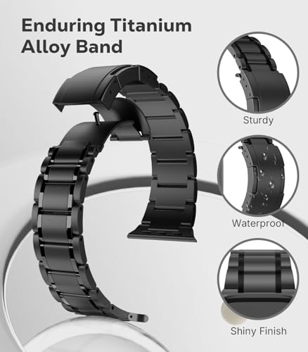 Image of MoKo Upgraded Titanium Watch Band, Compatible with Apple Watch Ultra 3 / Ultra 49mm, Replacement Strap for iWatch 46mm /45mm /44mm /42mm, Metal Band for Series 11 /10 /9 /8 /7 /6 /5 /4 /3 /2 /1 /SE3 /SE2 /SE