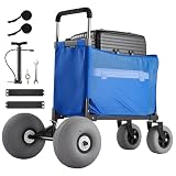 VEVOR Carrello da Spiaggia con Ruote Grandi per Sabbia, Carrello Portaoggetti da Spiaggia Carico max 75 kg Ruote a Palloncino da 30 cm Maniglia Altezza Regolabile per Giardinaggio Pesca Campeggio