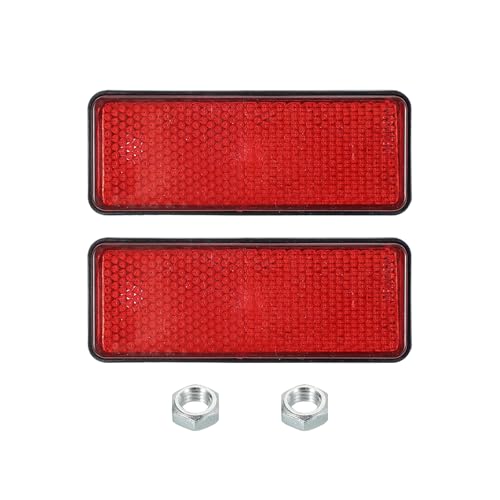 Image of PATIKIL Rectangle Rear Reflectors, 2 Pcs Safety Reflective Warning Reflector Plastic Universal Motorcycle Reflector with M5 Screw Mount for Car Motorcycle Trailer Bike Bicycles, Red