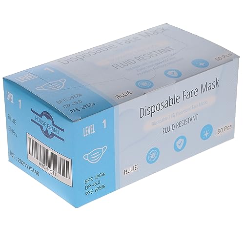 House Brand Dentistry 109111 3-Ply Earloop Face Masks Blue 50/Bx