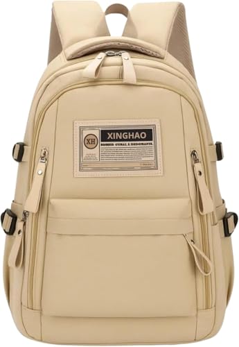 Mochila Masculina Feminina Notebook Viagem Trabalho Escola Escolar Preta Grande Impermeável Reforçada Resistente Passeio Casual (BEGE)