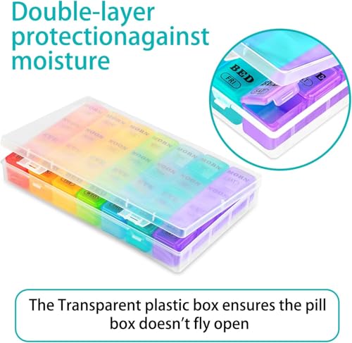 Image of Accuprints Pill Box Medicine Organizer |Size 18 x 11.5 cm| Weekly 7 Days 4 Times Storage 28 Compartments Case Moisture-Proof Portable Week Holder Container Daily use Planner Ideal for Travel Easy Home & Gifts