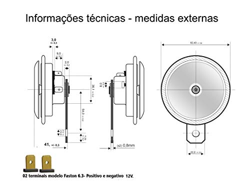 Buzina Eletromagnética Individual 350 Hz 12V. B1001 BZM