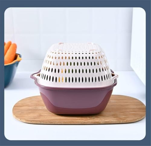 Image of 6 Pcs Drain Basket Set with Handles - Versatile Kitchen Colander for Rice, Pasta, Spaghetti, Fruits, Vegetables - ABS Plastic Strainer Bowls -Cooking Pot Drainers & Sifters-(Castleton Green)